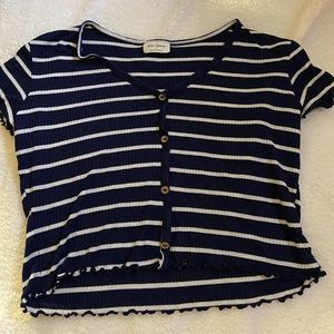Cropped short sleeve Striped shirt